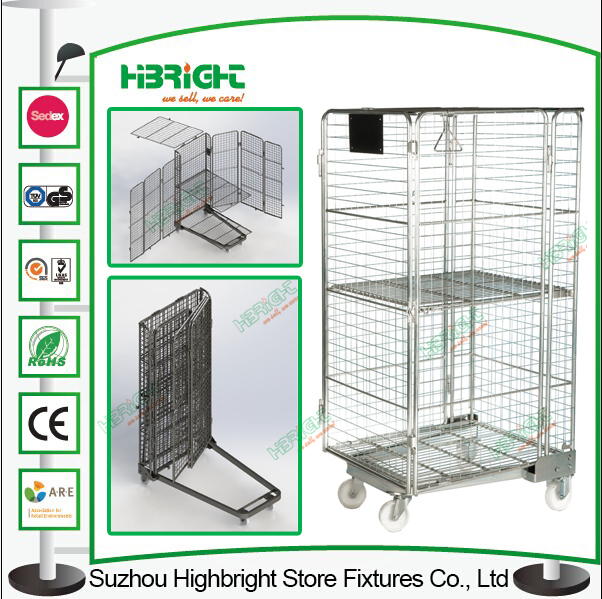 Warehouse Roll Storarge Cage Container Trolley Cart