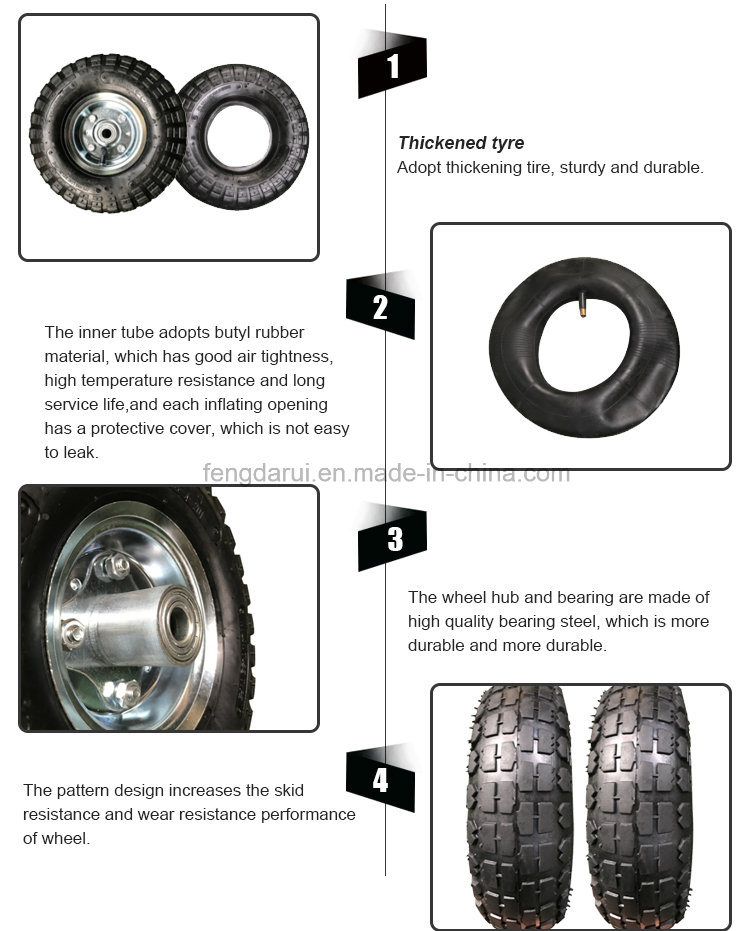 16 Inch Inflatable Wheel 4.00-8 Wheelbarrow Rubber Pneumatic Tire