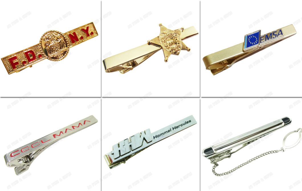 Custom Stamping Brass Silver Plated Flag Steel Tie Bar Clip with Epoxy for Sale (009)