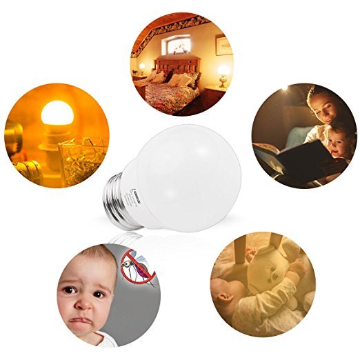 A15 5W E26 LED Yellow Bug Light Bulbs Not-Dimmable LED Bulb with Home Lighting Decoration