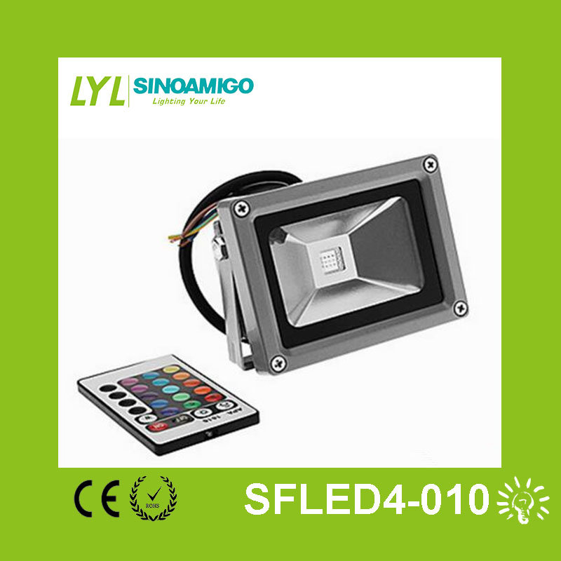 10W RGB LED Flood Light with Remote Controlr (SFLED4-010)
