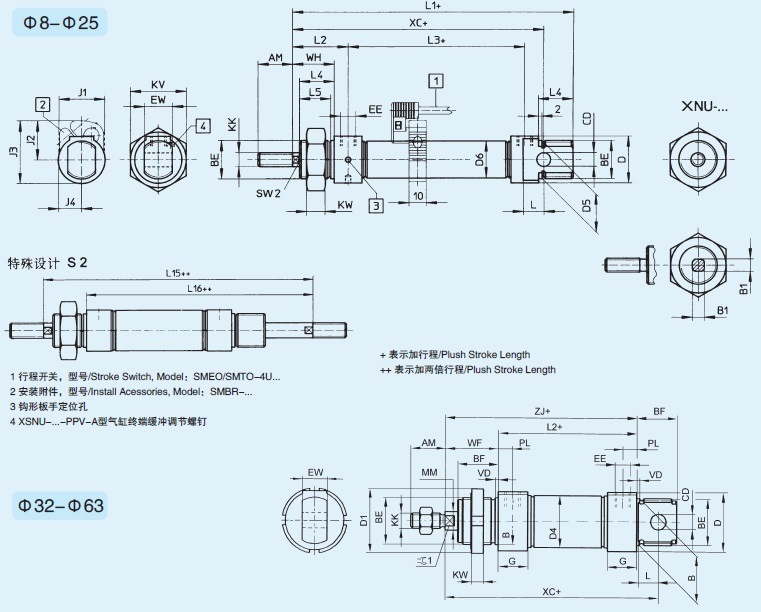 Dsnu ISO 6432 Adjustable Cushioning Mini Pneumatic Air Magnetic Cylinder Supplier