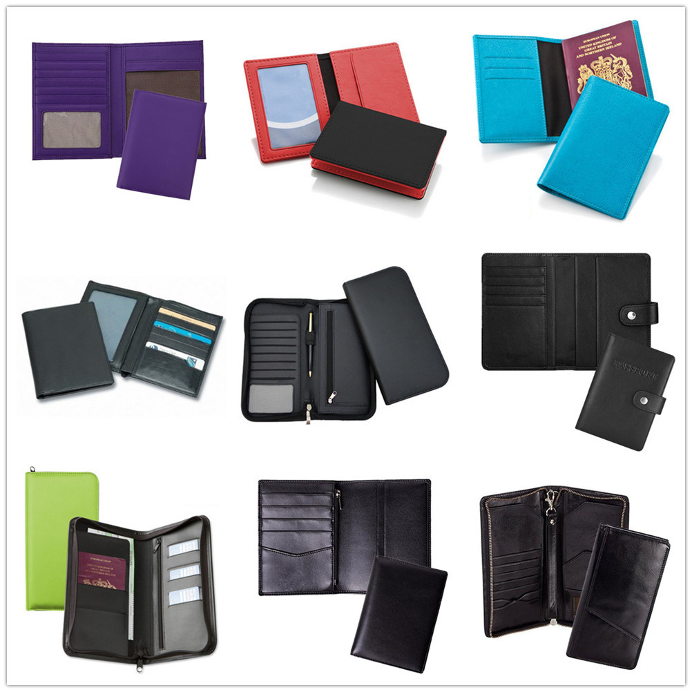 Leather Document Cover Case Passport Holder with Zipper