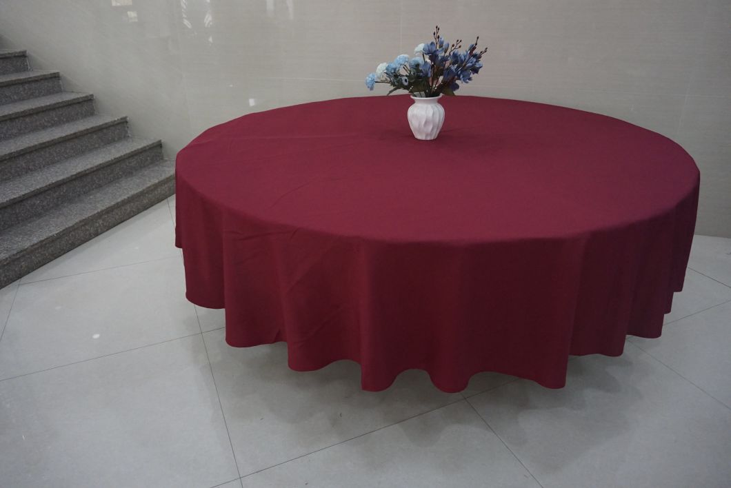 Foshan Wholesale Cheap Restaurant Dining Red Pure Color Fabric Round Banquet Wedding Table Cloth Cover