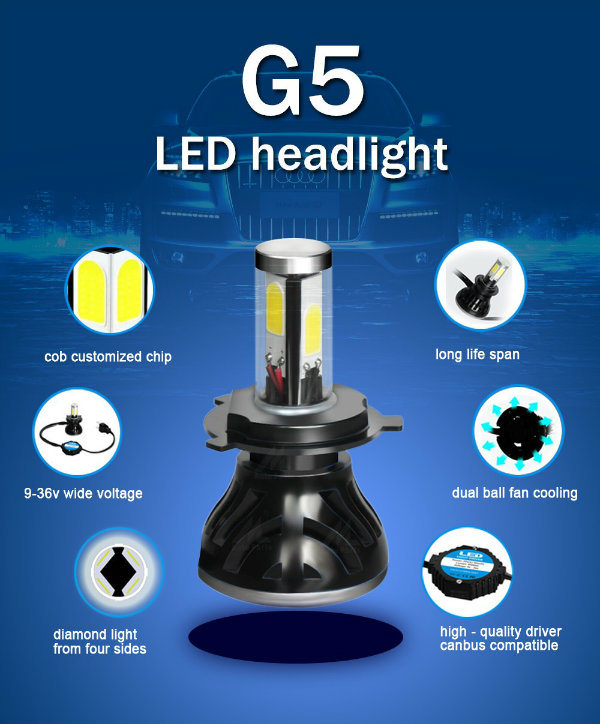 Auto High Power Car Motorcycle G5 LED Headlight Bulbs Kit H7 H1 H3 H11 H13 9007 9004 9005 9006 H4 Car Headlight LED H7