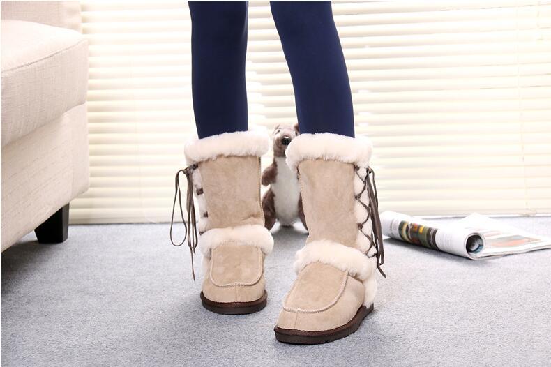 Genuine Double Face Australian Merino Sheepskin Children Snow Winter Keep Warm Boots