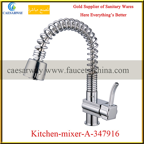 Chrome Double Sprayer Pull out Spray Spring Kitchen Sink Mixer