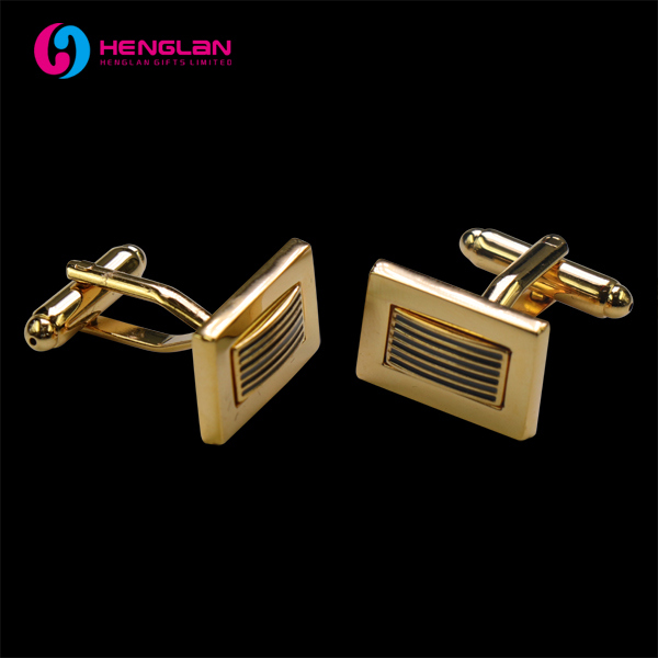 Silver Plated Fashion Mens Accessories Blue Striped Metal Cufflink (HL-CL001)