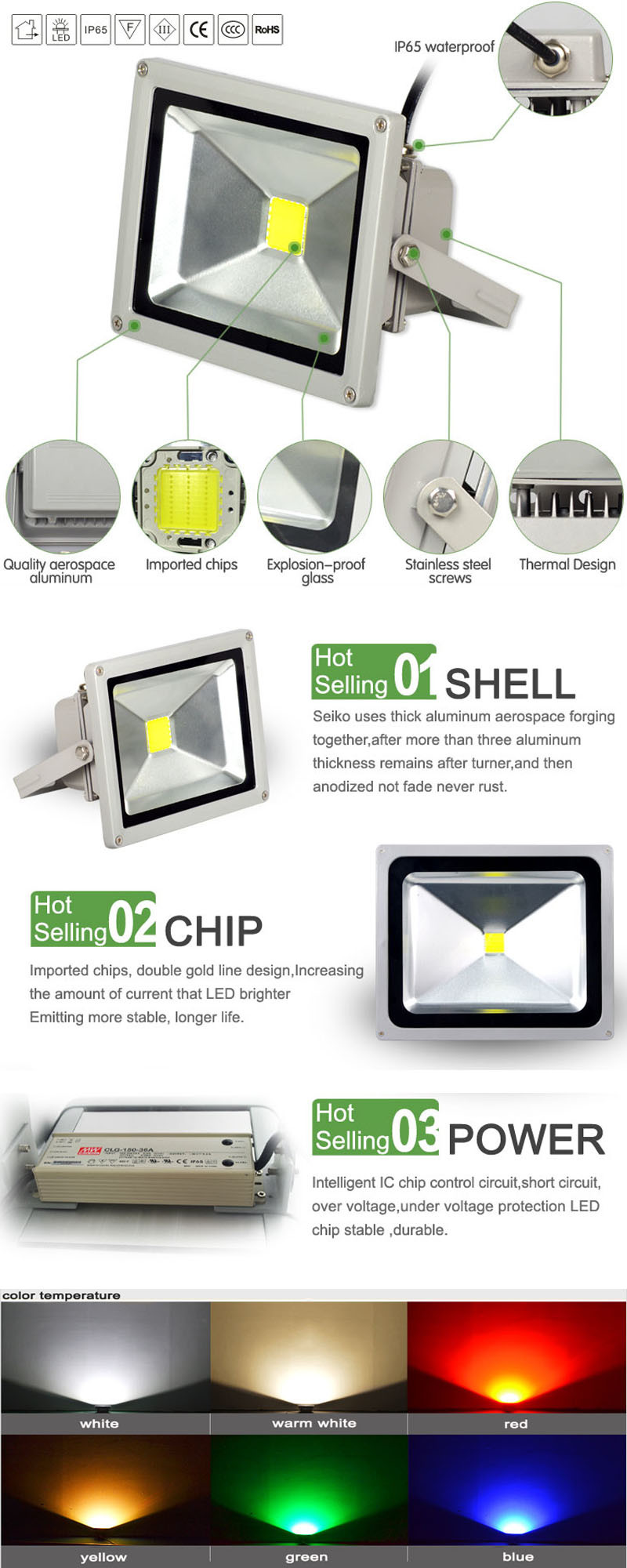 Outdoor Garden 50W RGB LED Flood Light with IR Controller