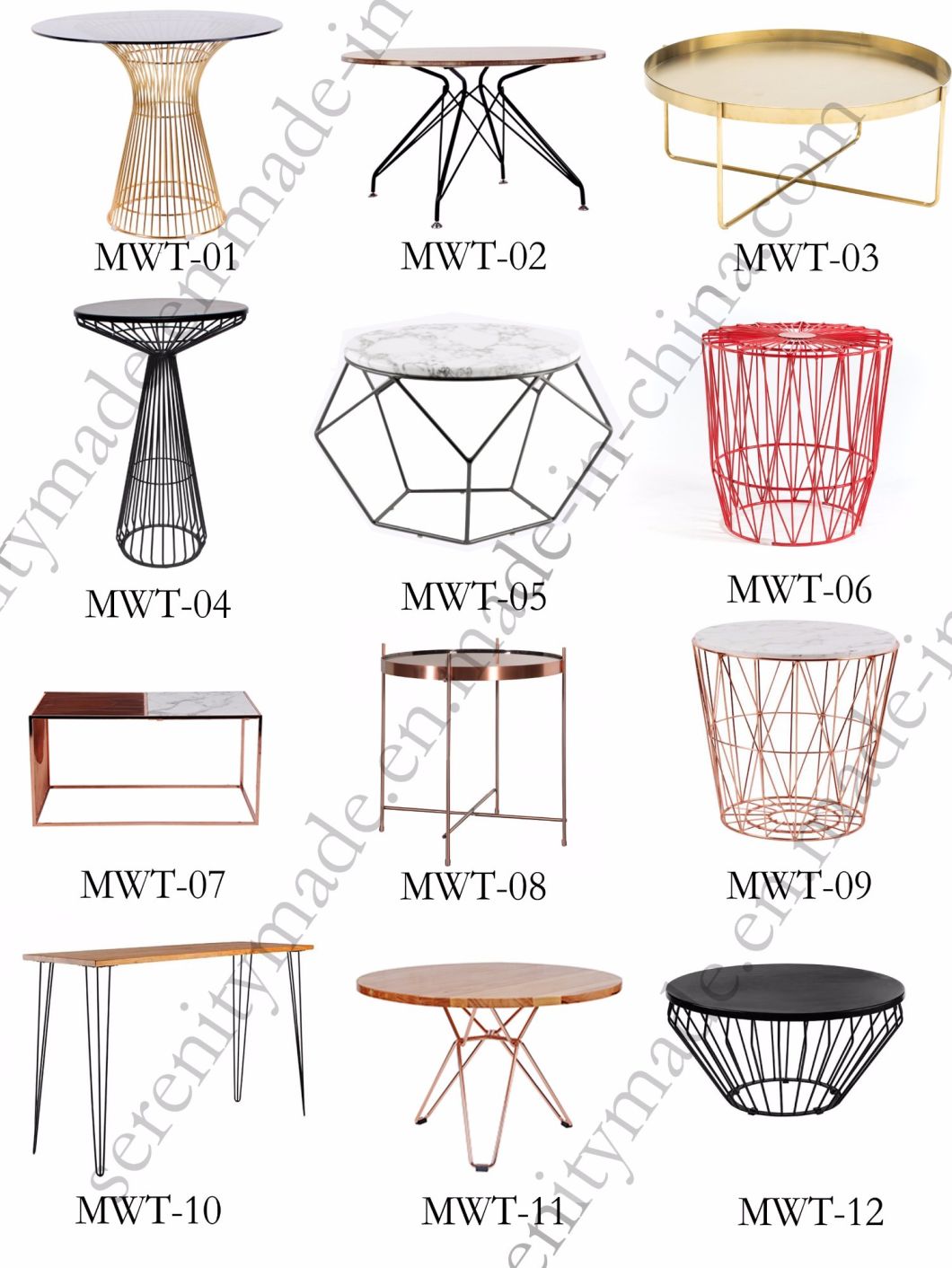 Outdoor Event Furniture Customized Top Basket Steel Wire Modern Round Coffee Table