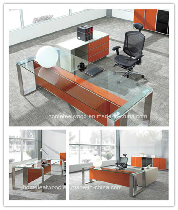 Hot Sell Modern Office Furniture Executive Glass Desk (HF-SIA002)