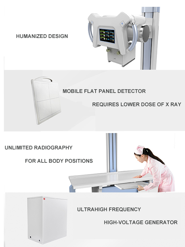 Ysx500d Hospital Medical Fixed 500mA 50kw Digital X-ray Equipment