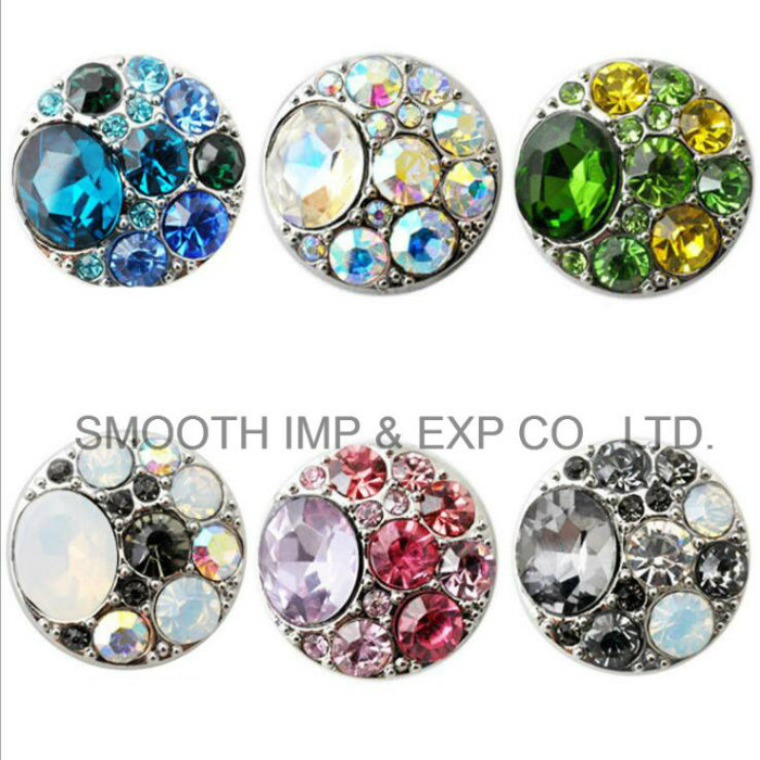 Fashion Metal Alloy Round Antique Silver Rhinestone Snap Button Bracelets