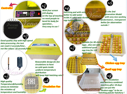 Christmas Gift! CE Approved Automatic Chicken Egg Incubator Va-48