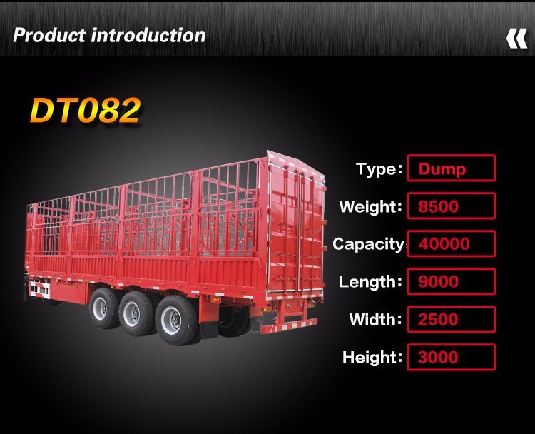 Jinda China Factory Price 3 Axles Cattle Cow Hauling Fence Semi Trailer for Sale