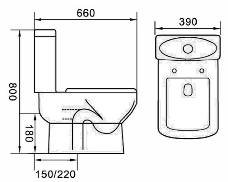 China Bathroom Washdown Two Piece Back Inlet Toilet Sanitary Ware (3887)