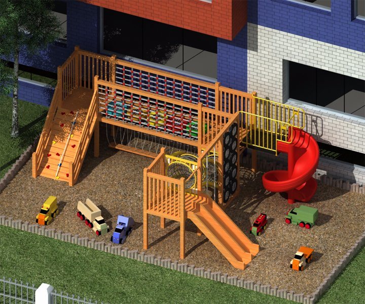 Outdoor Wooden Adventure Playground for Preschool