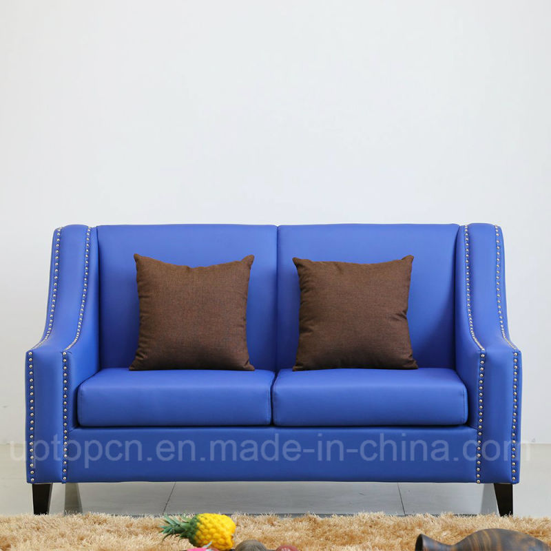 Wholesale Beautiful Royal Blue Sofa with Double Seat and PU Leather for Restaurant (SP-KS350)