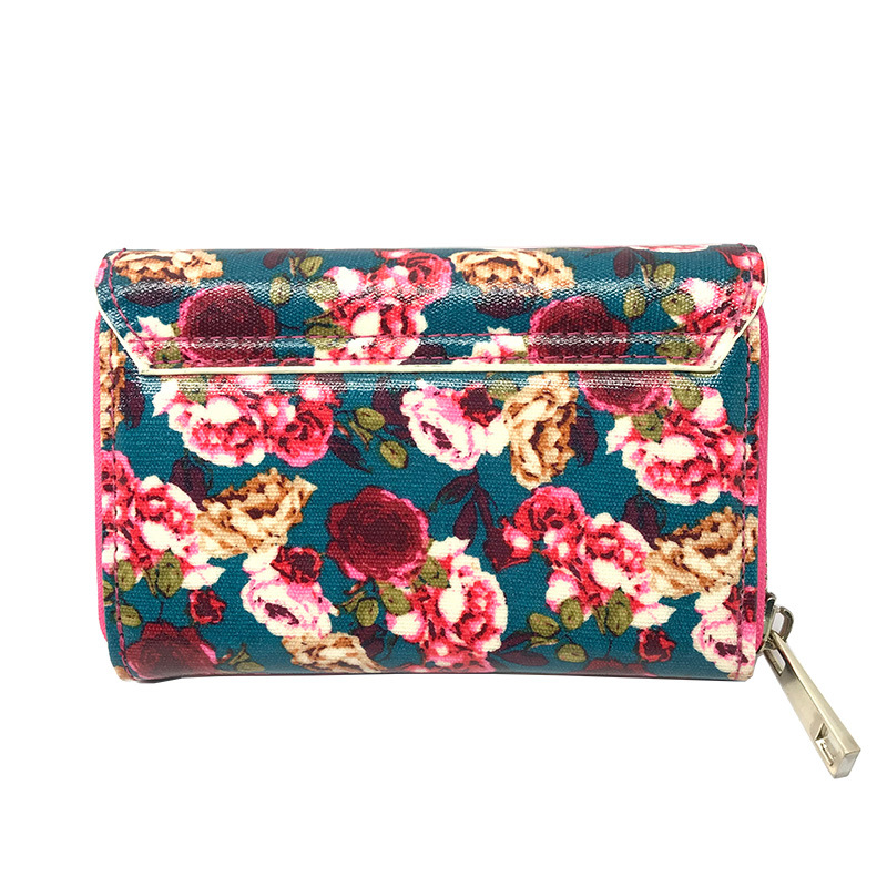 Lcq-0126 Latest Design Gift Set Wholesales Ladies Short Wallet Purse Customized Clutch Bags Women Fashion Flowers Printing Wallet