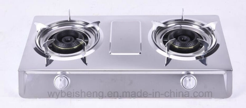 Stainless Steel Double Burner Gas Stove, Blue Fire