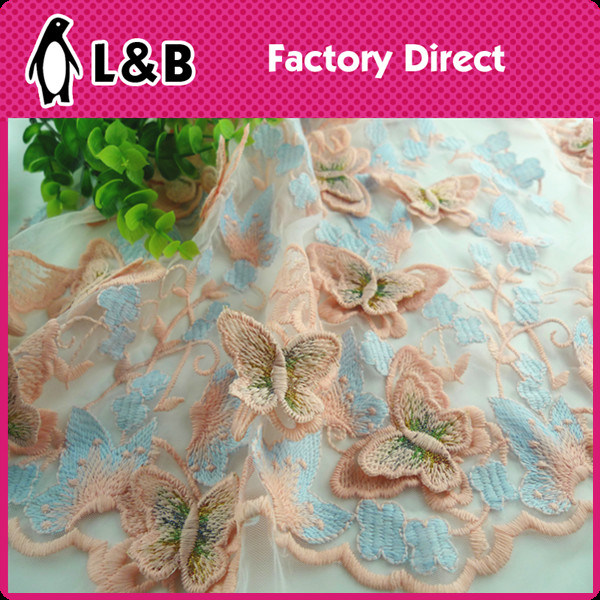 White 3D Embroidered Polyester Lace Fabric