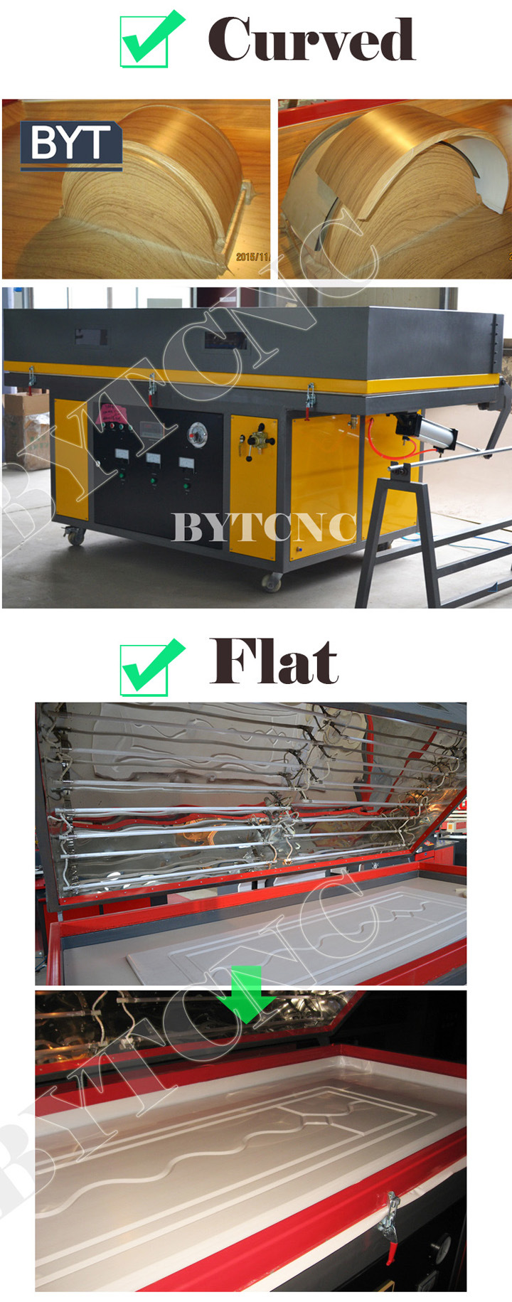 Bytcnc No Maintenance Vacuum Membrane Press Machine for PVC Door Panels