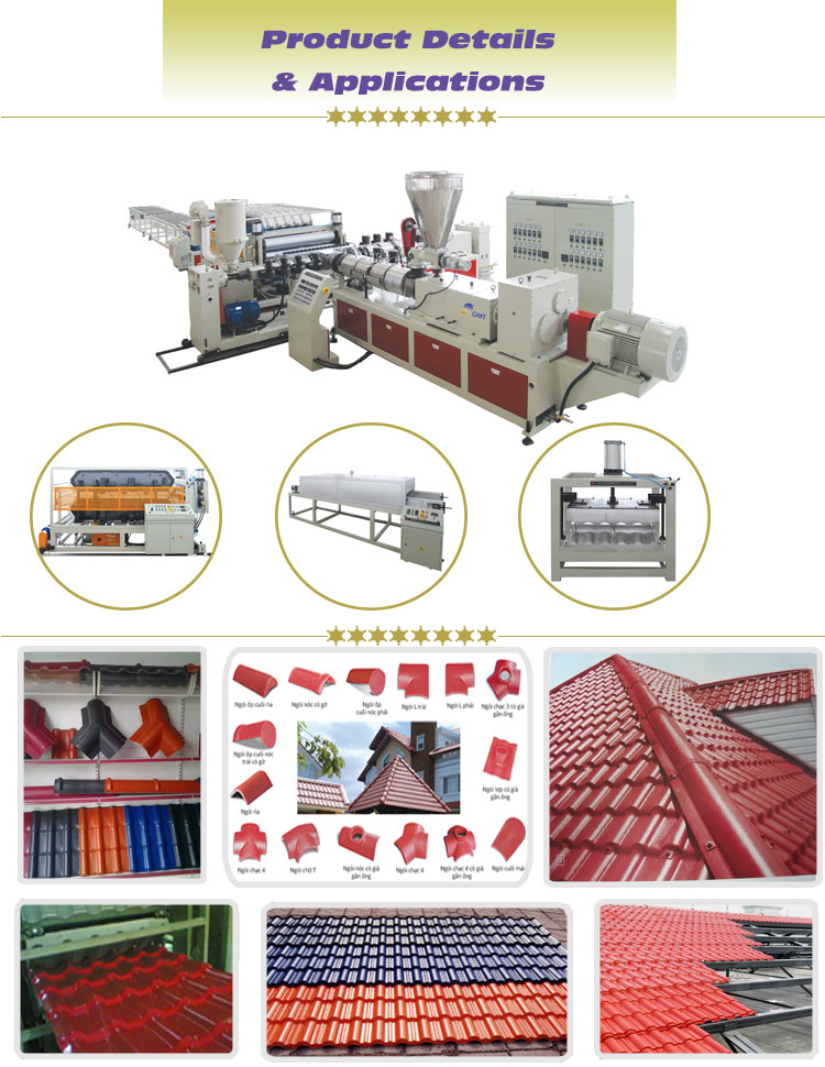 PVC+PMMA-ASA Coloured Glazed Roof Ridge Tile Plastic Extruder Making Machine