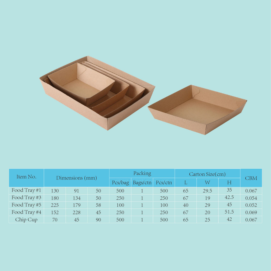 Disposable Corrugated Paper Food Trays