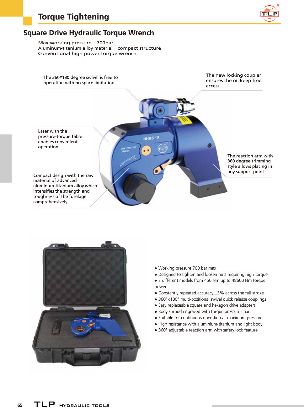 700bar Square Drive Hydraulic Impact Wrench