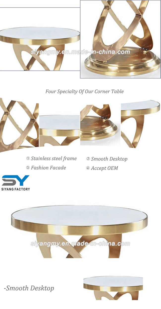 Living Room Furniture Gold Stainless Steel Side Table