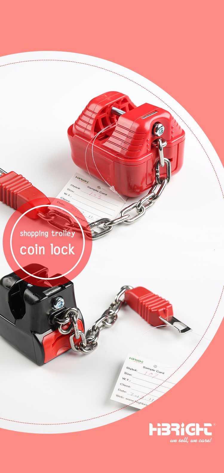 Shopping Trolley Handle Plastic Coin Lock for Supermrket