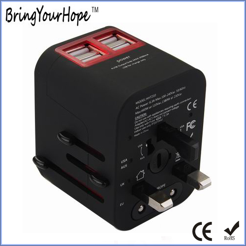 UK/Au/Us/EU Travel Power Plug with 4 USB Ports (XH-UC-014)