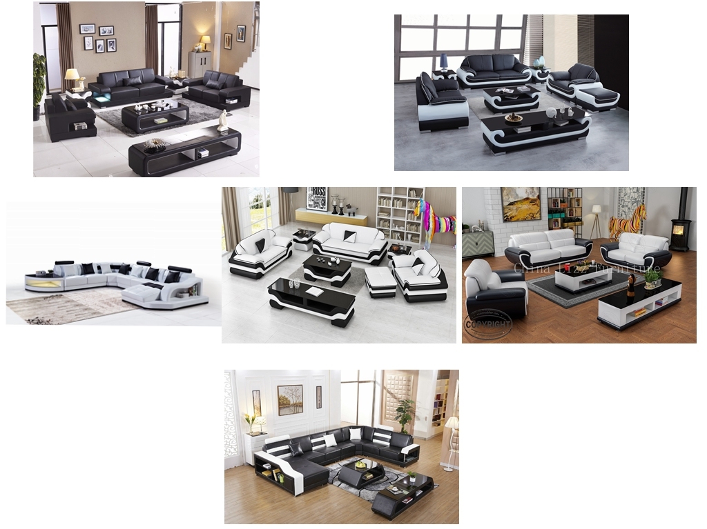 Luxury Modern Couch Sectional with 2 Leather Seats Sofas