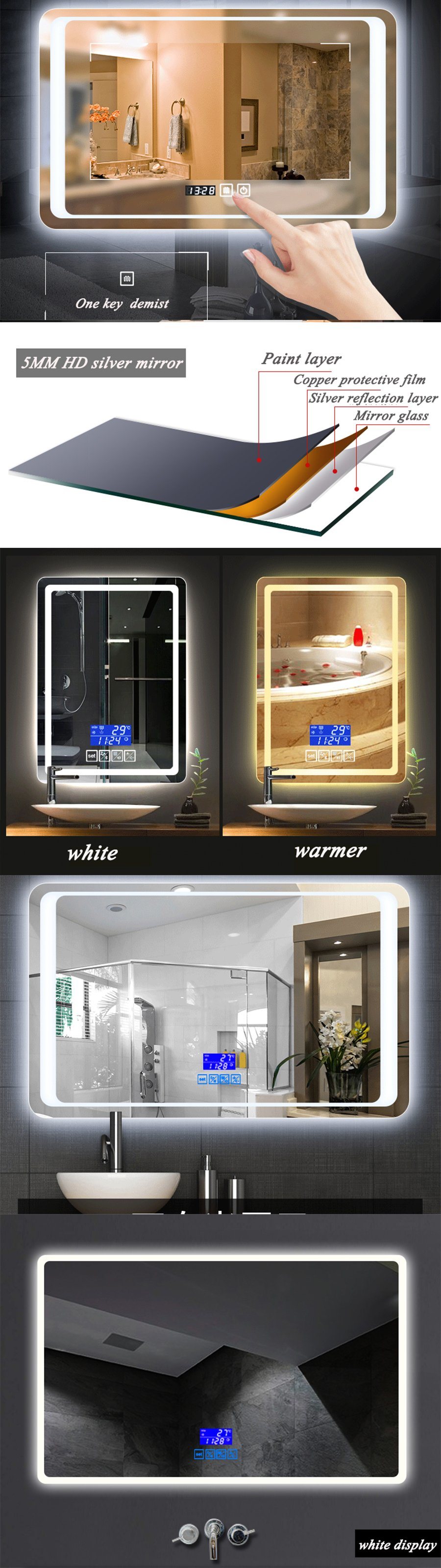 Hotel Bathroom Wall-Hung LED Mirror in 5mm HD Bg-006