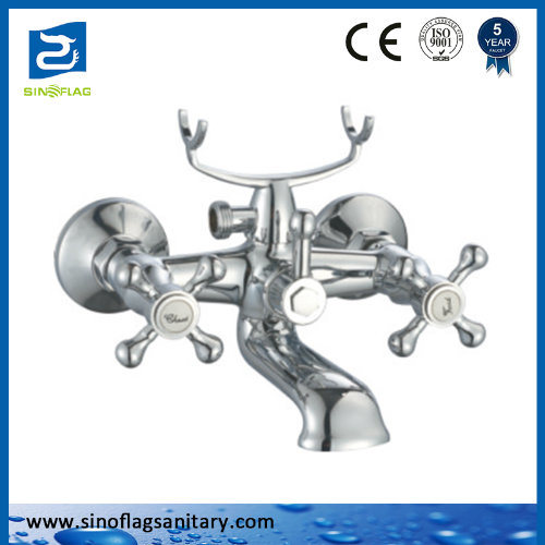 Luxury Double Handle Brass Bathroom Basin Mixer Faucet