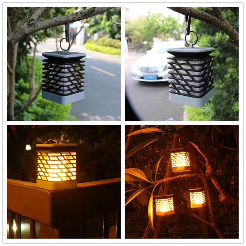 Global Sunrise Solar Lantern Hanging Light up Garden Waterproof Lamp Flickering Candle Lantern