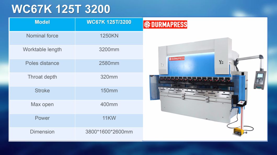 Da52s 125t3200 CNC Automatic Construction Hydraulic Bending Machine