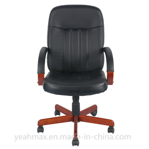 American Office Furniture with Wooden Armrests and Bonded Leather Upholstered
