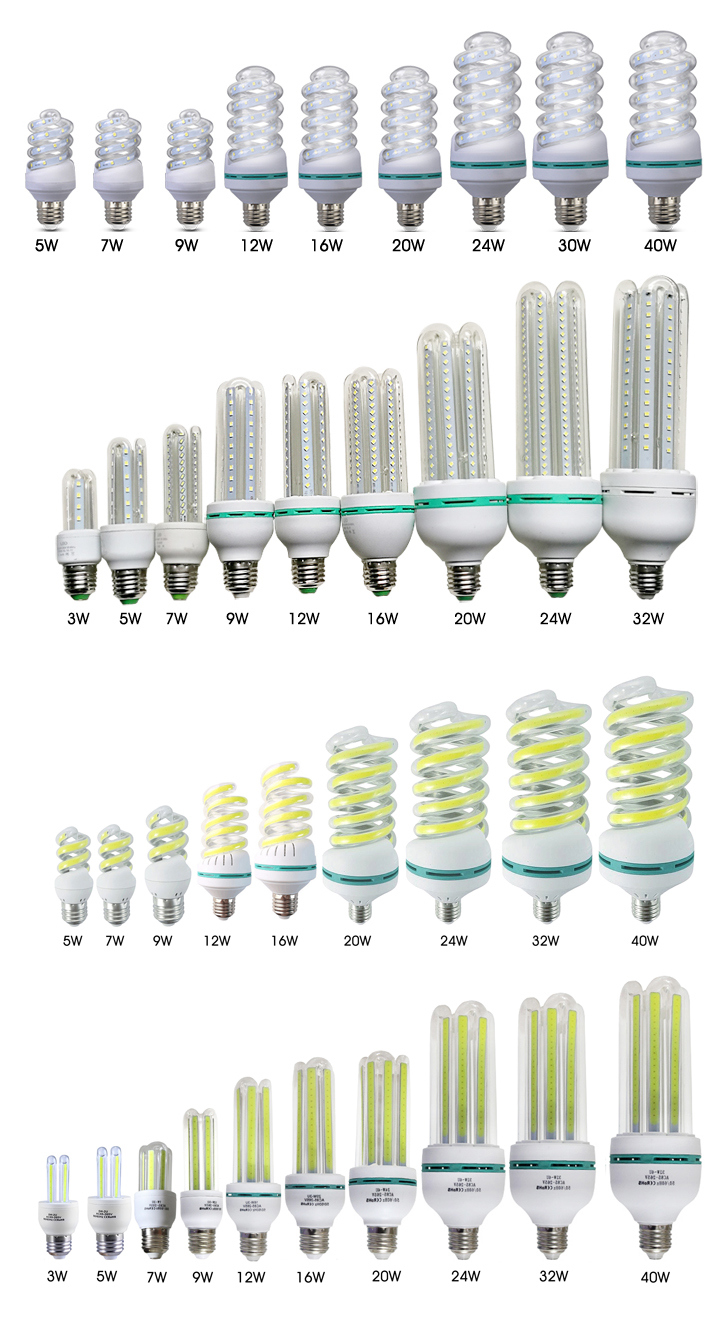 New Product 5-40W E27e14 Full Spiral LED Energy Saving Bulbs