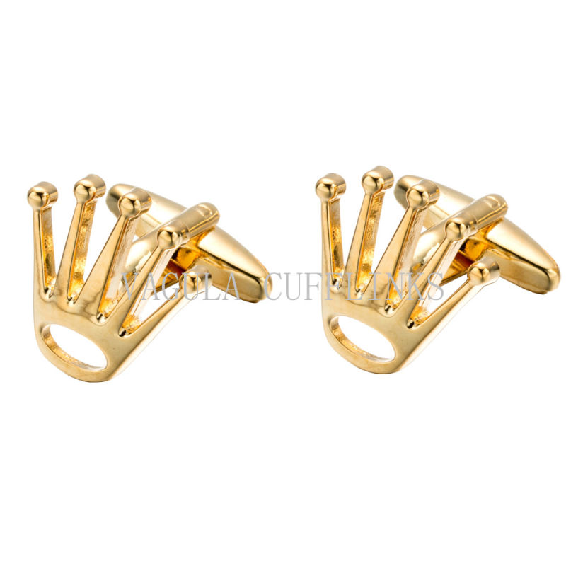 VAGULA Gold Plated Crown Cuff Link for Men's Wedding Cufflink