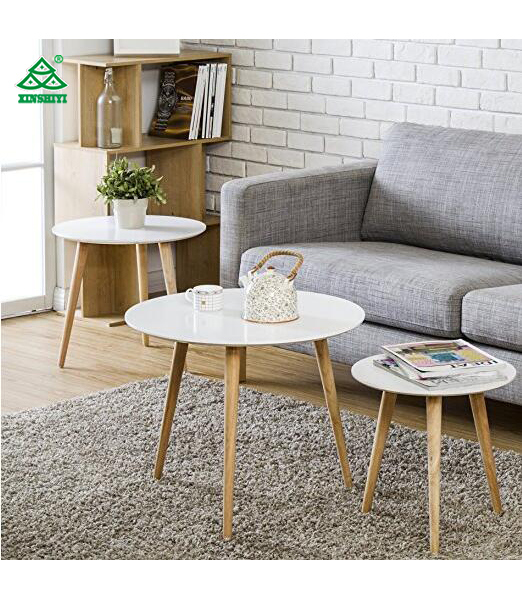 Homury Coffee Table Round Set of 3 End Side Table Wood Nesting Corner Table Sofa Table Tea Table, White