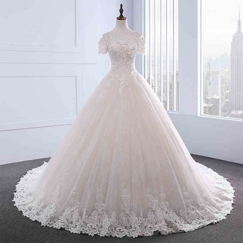 off The Shoulder Lace Beading Bridal Gown Wedding Dresses