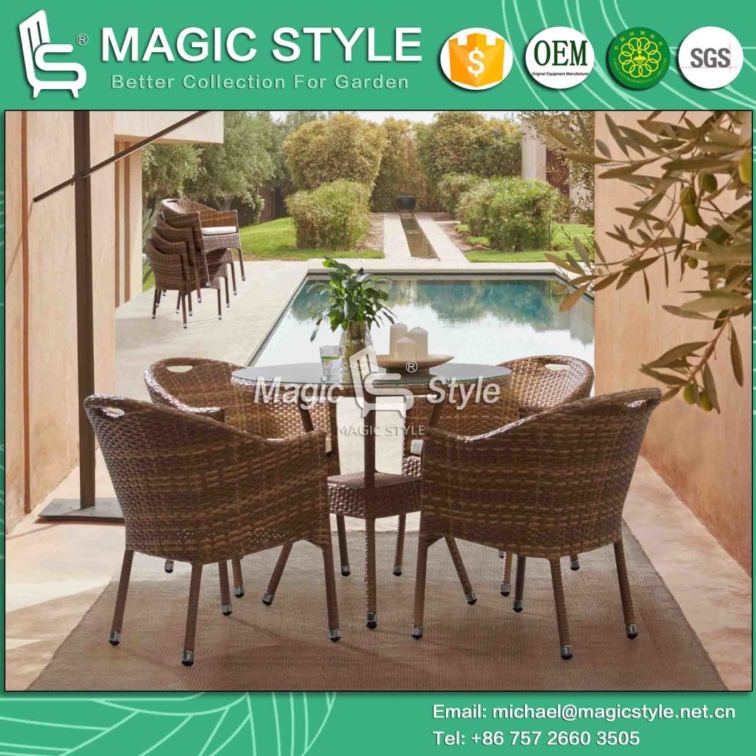 Patio Dining Set with Cushion Outdoor Dining Chair Garden Coffee Table Rattan Wicker Chair Club Wicker Chair (Angus dining set) Furniture