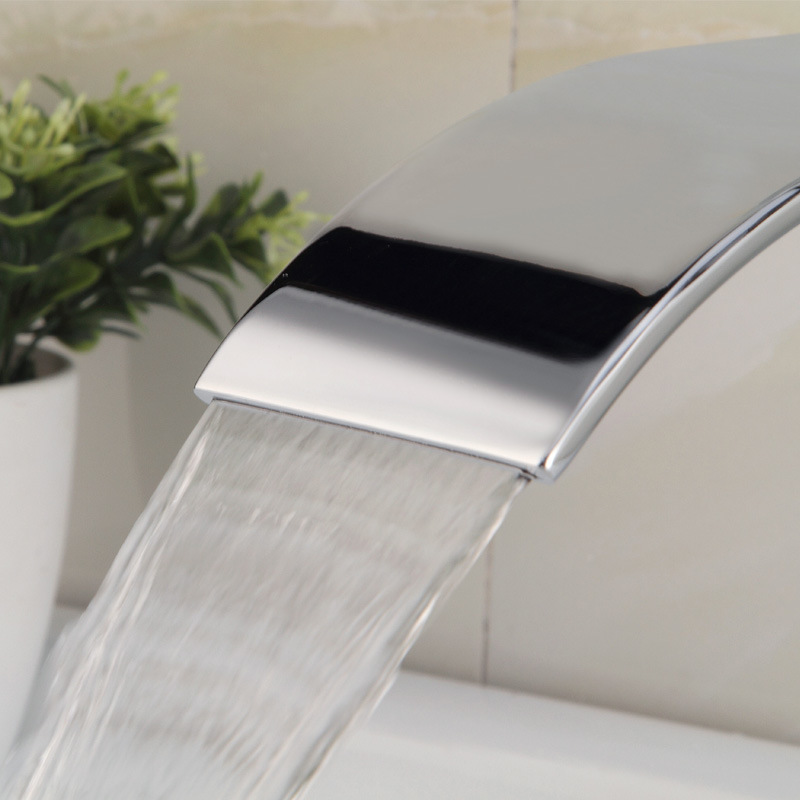 Single Handle Chrome Tap Bathroom Basin Sink Cold /Hot Mixer Waterfall Faucet