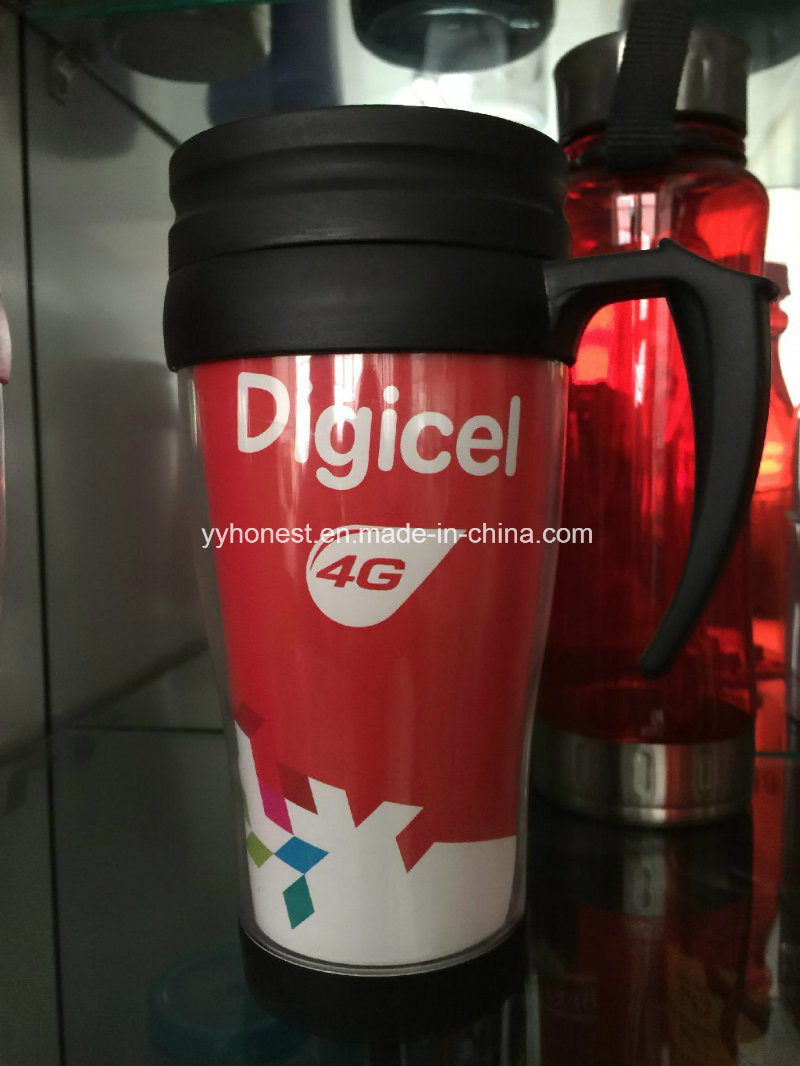 Double Wall Plastic Thermal Coffee Mug with Leak Proof Lid