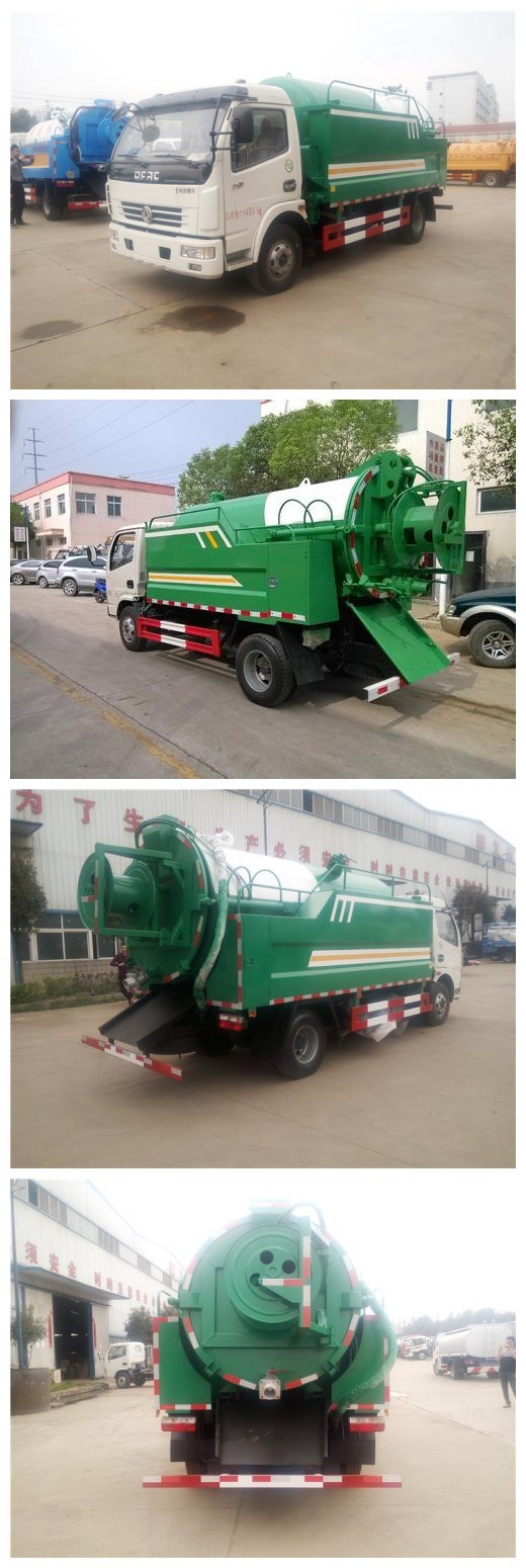 Dongfeng 4X2 8cbm Vacuum Tank 8000liters Sewage Suction Water Jetting Truck for Sale