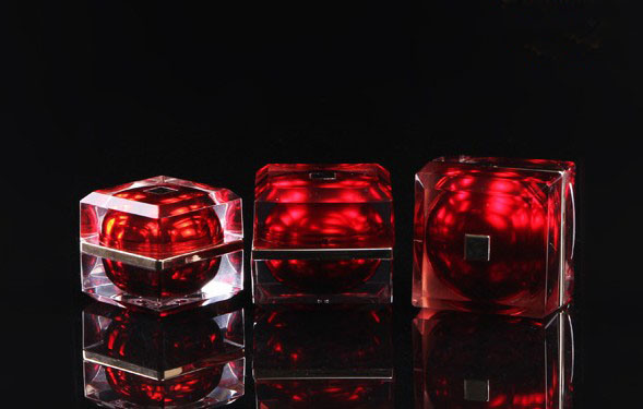 Luxury Red Acrylic Diamond Cream Jar for Cosmetic Packaging (PPC-ACJ-006)