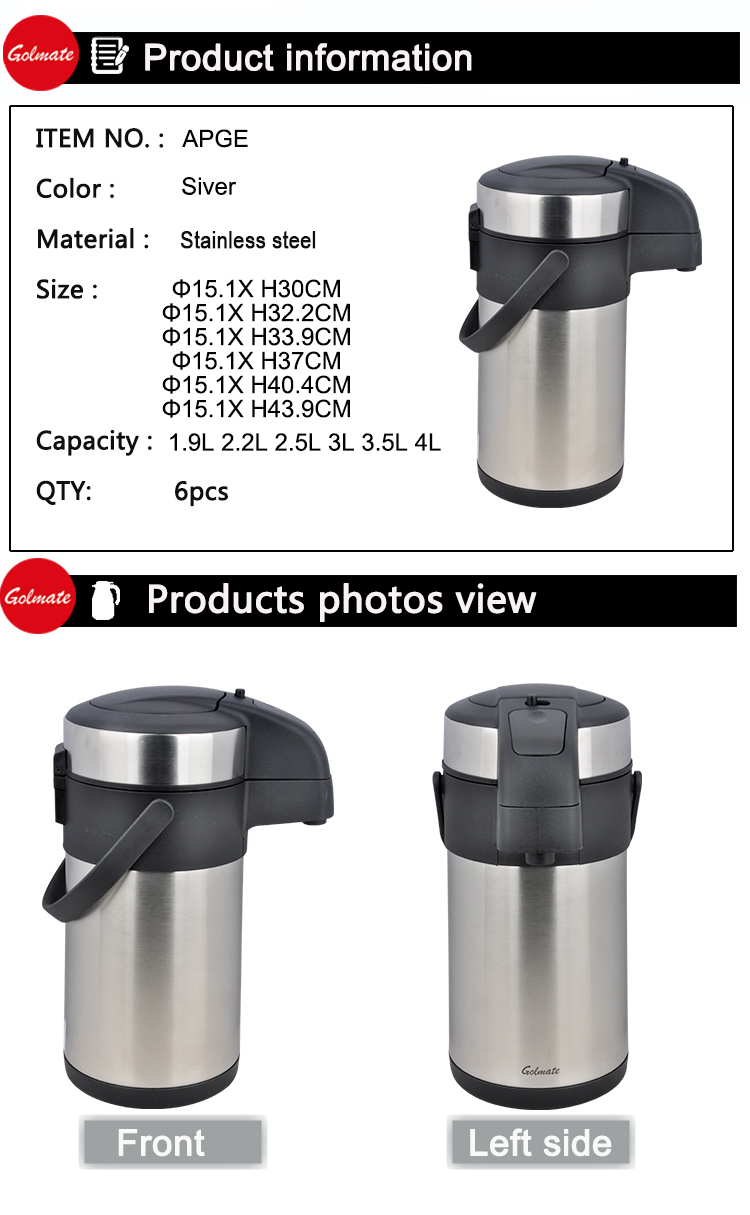 Custom Logo Stainless Steel Insulated Thermos Airpot Pot Vacuum Flask