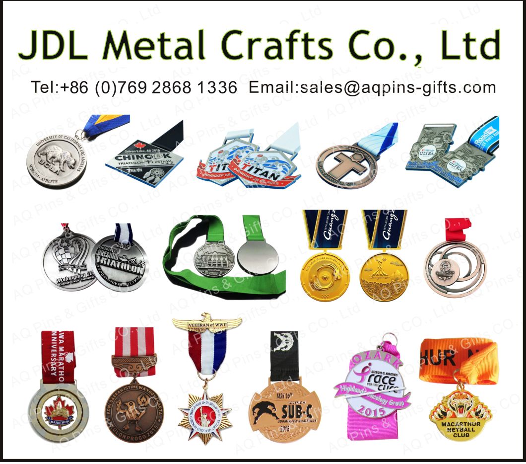 Custom Metal Craft Marathon Running Sports Medal with Ribbons for Promotion Gifts (055)