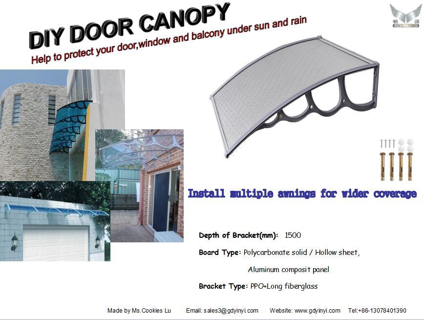 Outdoor Polycarbonate Enviroshade Container Canopy/Awning for Entrance or Window (YY-H)